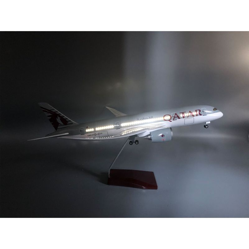 カタール航空ボーイング 787 飛行機モデル 43 センチメートル Led ライトホイールシミュレーション静的航空機航空コレクターのため