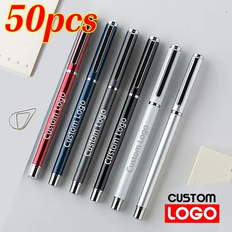 50 個広告ペンカスタムロゴ金属ビジネス署名ボールペンゲルペンレタリング彫刻名文具卸売