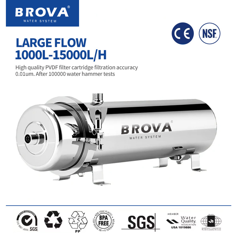 BROVA 家全体家庭用/業務用浄水器 0.01μm PVDF UF システム大流量 1000L-15000L/H SUS304 低コストフィルターエレメント