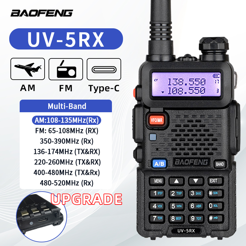 Baofeng UV-5RX トランシーバー Type-C ワイヤレスコピー周波数 AM FM 長鳴強力な双方向ポータブルラジオ UV-5R 新しいアップグレード
