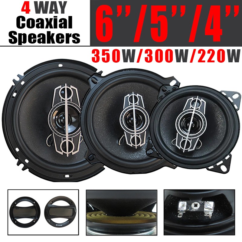 1 ペア 4/5/6 インチ 4 ウェイ 220 ワット/300 ワット/350 ワットユニバーサル車 HiFi 同軸スピーカー自動音楽ステレオ車のドアフルレンジスピーカーウーファー