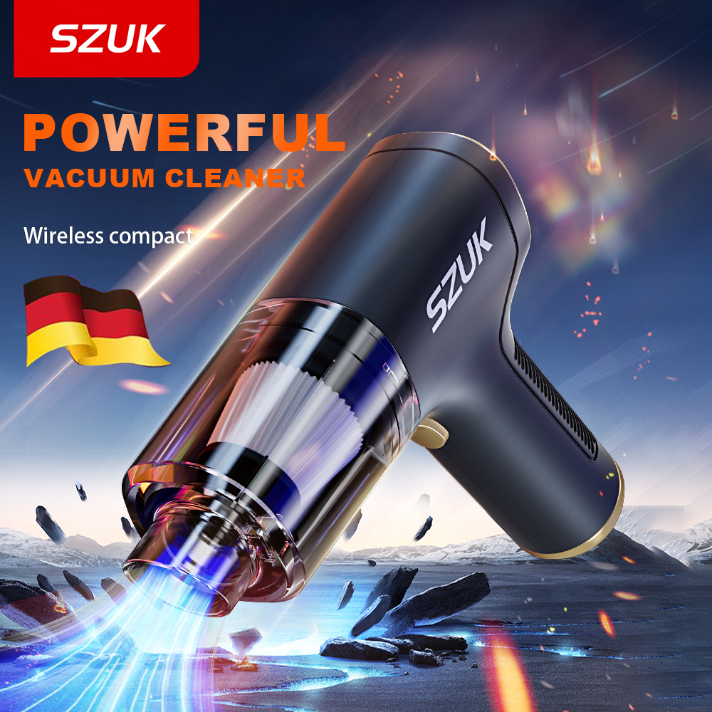 SZUK 強力な車の掃除機ミニカーワイヤレスクリーナー洗浄機ハンドヘルドポータブル掃除機車と家庭用