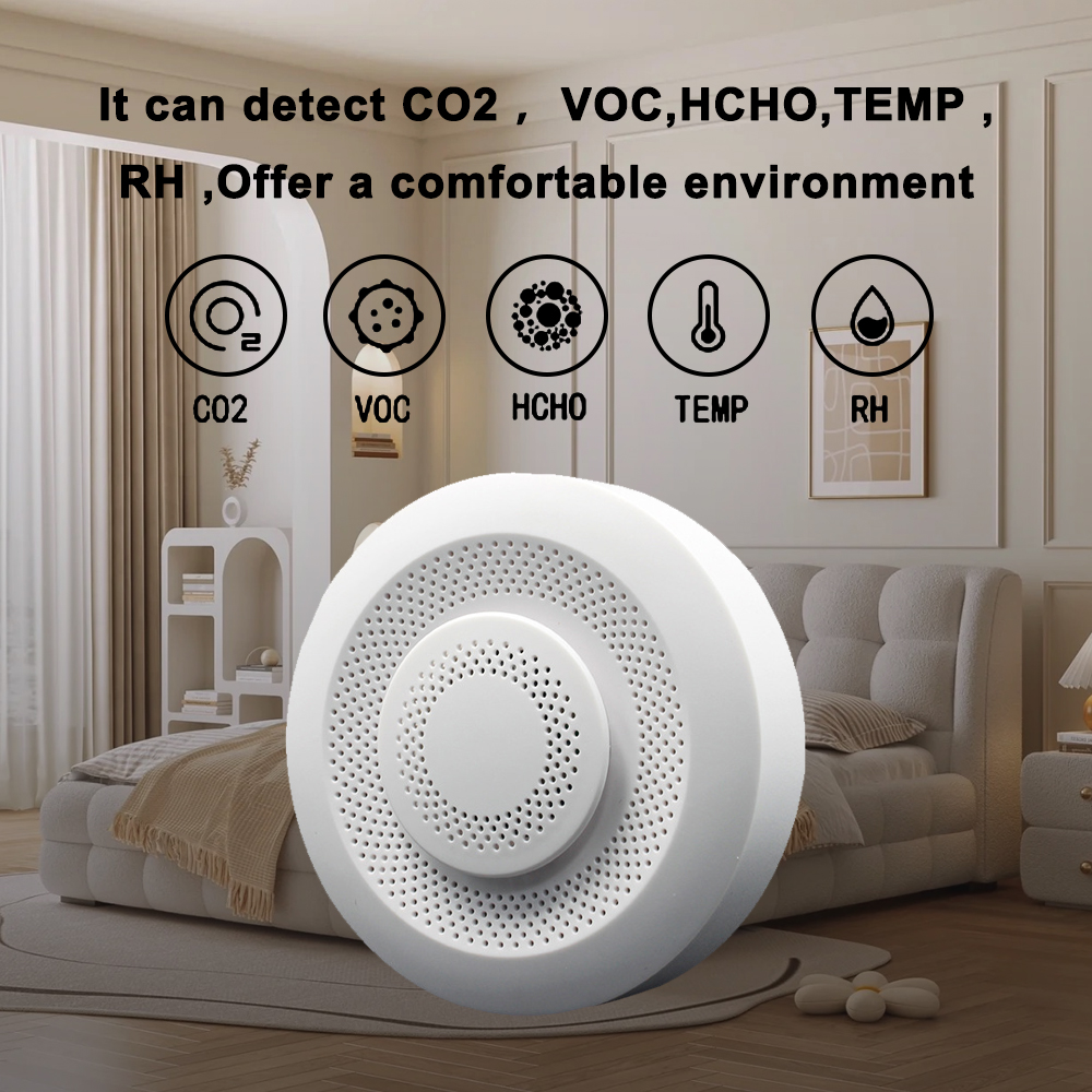 Smart Tuya Zigbee WIFI 5 in 1 エアボックスホルムアルデヒド VOC CO2 温度湿度検出器アプリ制御スマートホームシーンリンケージ