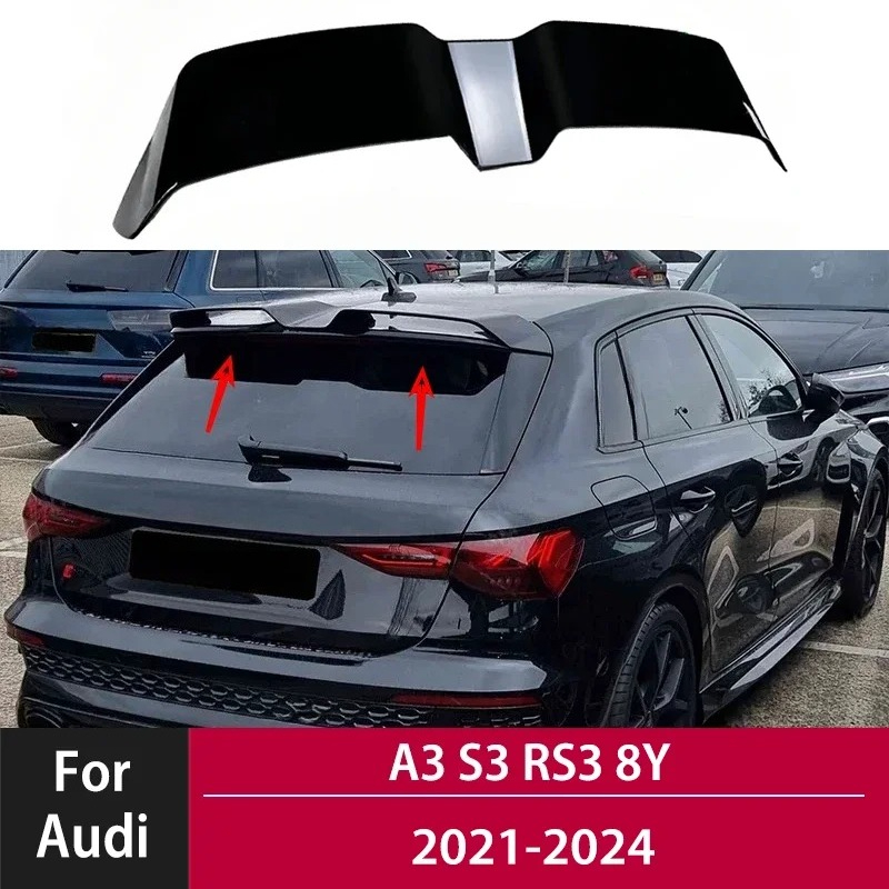 アウディ A3 S3 RS3 8Y スポーツバック 2021-2024 車のリアトランクブーツ屋根リップ蓋スポイラーキャップリアトランクスポイラーウイングボディキットチューニング