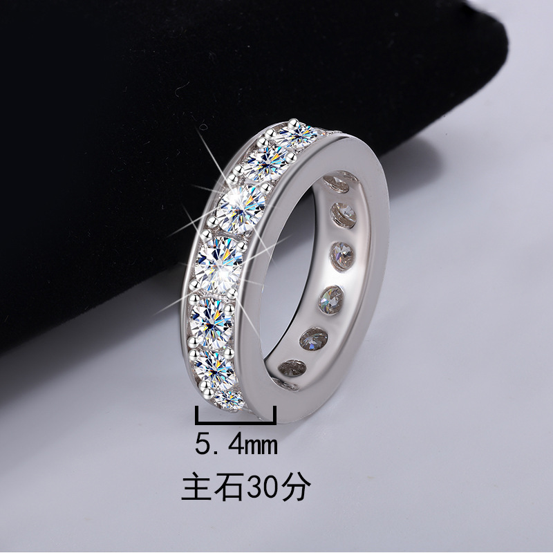 PT950 プラチナ モアッサナイト リング 女性用、ハイエンドの絶妙なファッションバンド、ユニセックス結婚指輪、各モアッサナイト 4mm (0.3Ct)