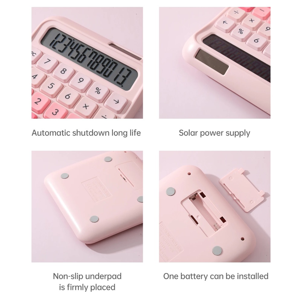 多機能デスクトップ電卓キャンディーカラー LCD ディスプレイ数学電卓デスクアクセサリー 12 桁標準関数電卓