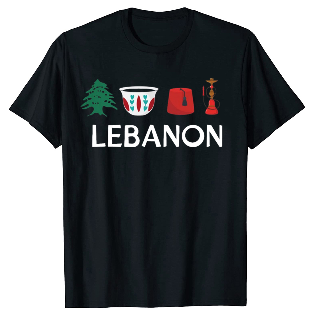 レバノン Tシャツ コットン ユニセックス レバノン国旗 文化的シンボル付き アラビア遺産 ギフト カジュアル ストリート 中東向け Tシャツ