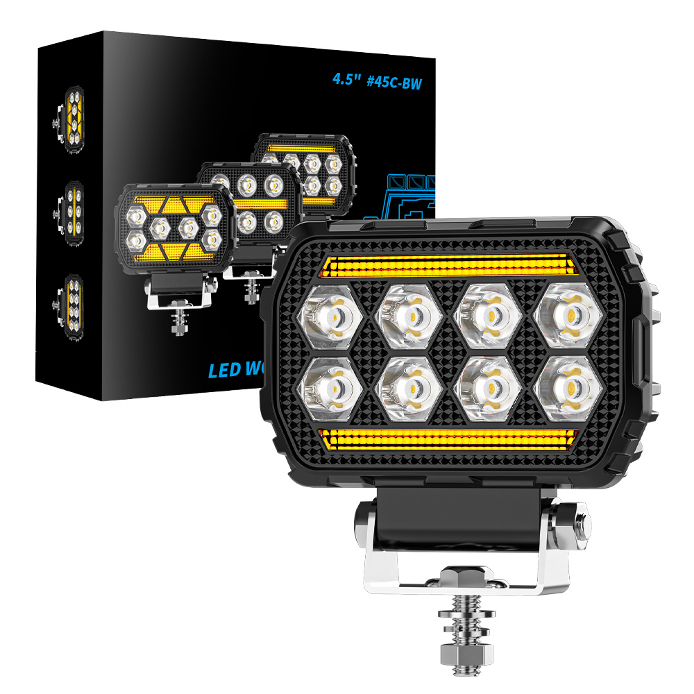 4.5 inch Rectangle DRL Day Running Lights Modified LED Work Lights Off-Road Vehicle Spotlights ATV SUV 4X4 Headlights Flash