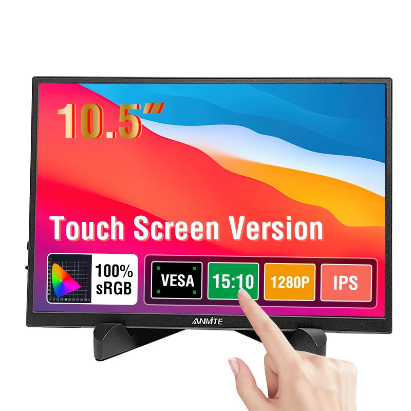 10.5 インチポータブルタッチモニター 1280P HDR 16:10 低ブルーライト XBox PS4/5 スイッチ携帯電話 PC ラップトップ拡張