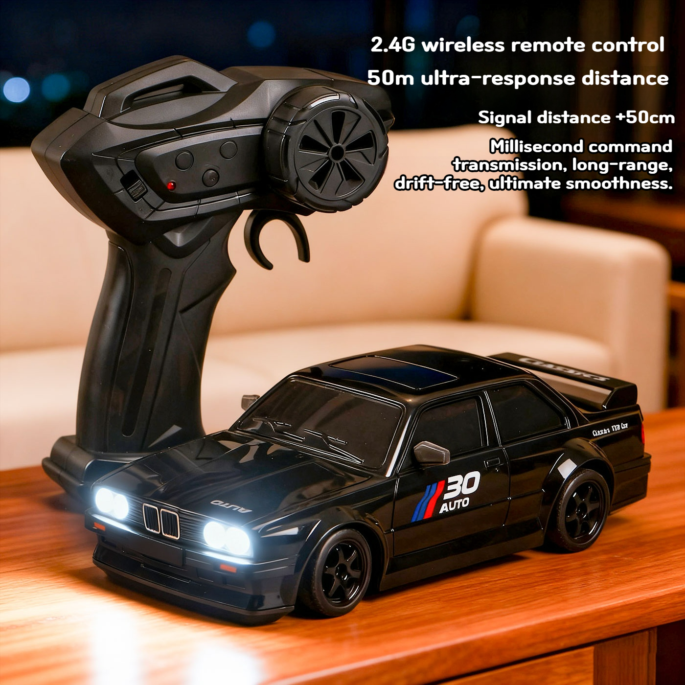 1:24 スケール モデルカー - 四輪駆動 RC 高速車両、2.4G リモート コントロール レーシング カー、レトロな BMW E30 モデルのおもちゃの車
