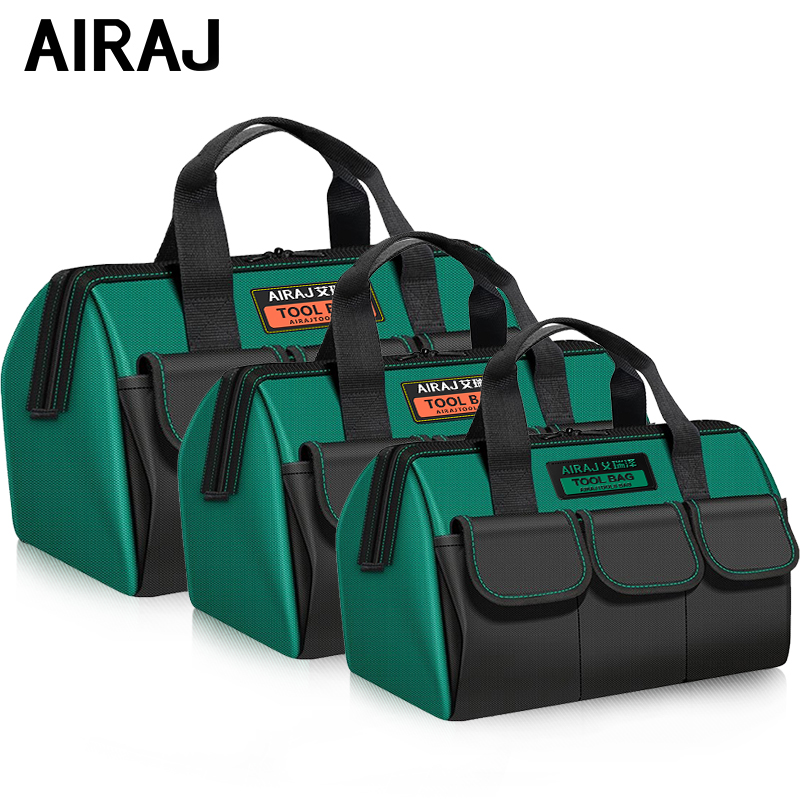 AIRAJ 13/16/18 インチマルチポケットツールバッグ、防水性と耐久性、電動工具やハンドツールの収納に最適、大きな開口部のジッパーデザイン