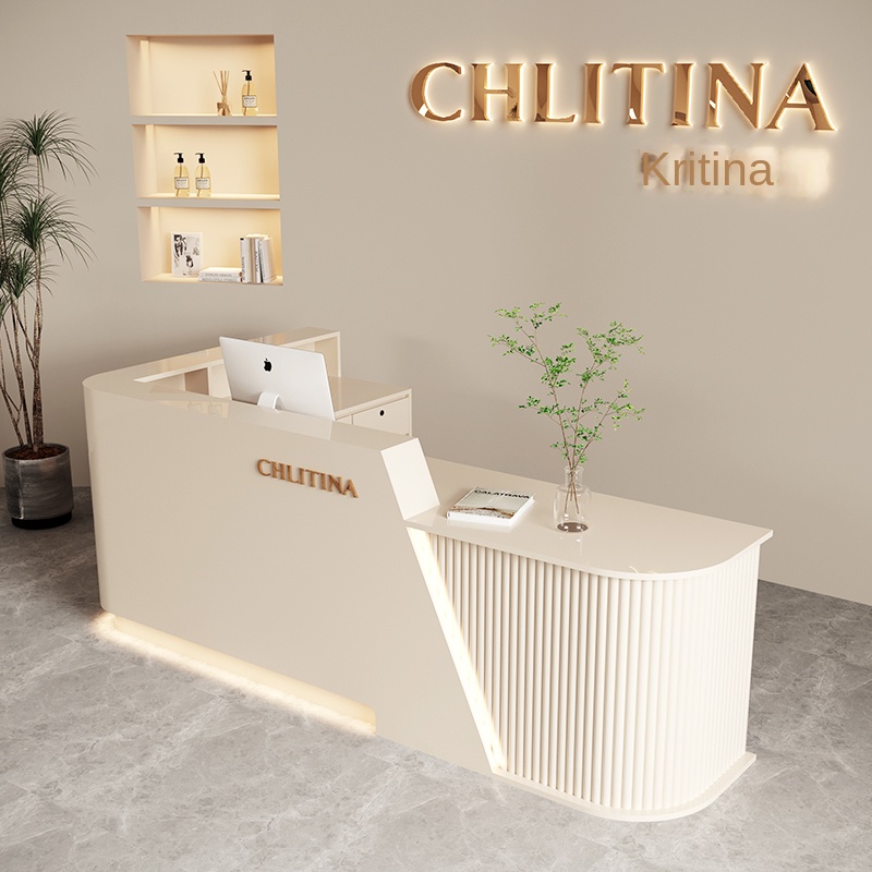 ファッションストア研修機関木製美容室受付シンプルモダンデザイン店舗研修カウンター