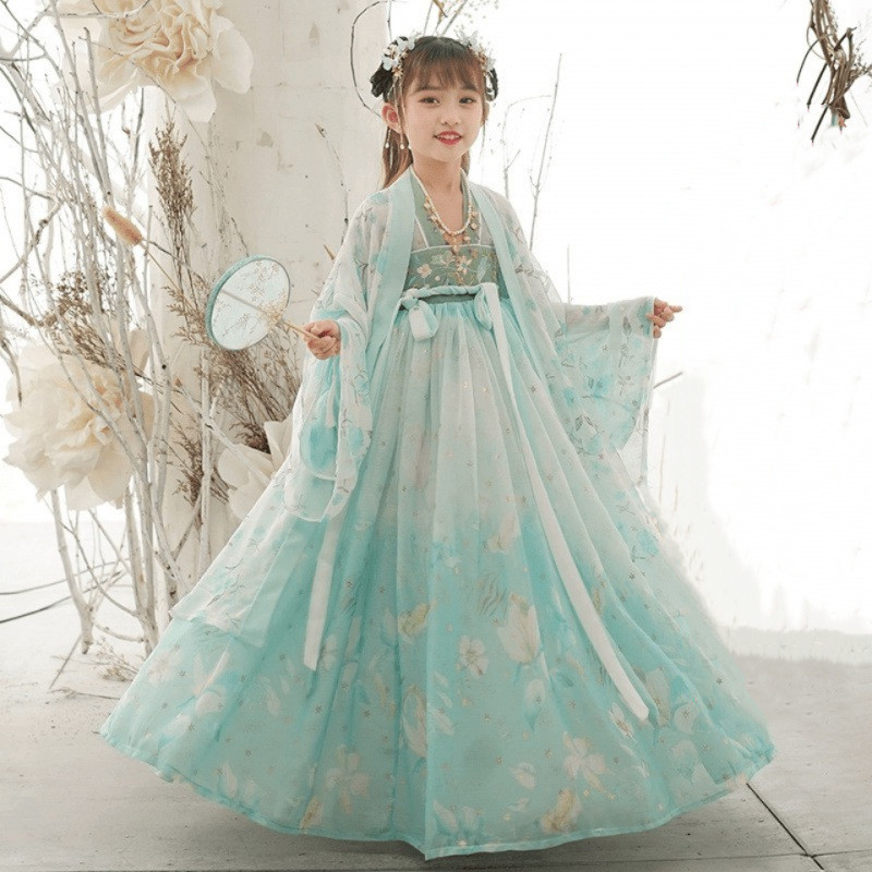 夏ロングドレスコートセット女の子唐ベビー韓服 Vestidos 子供セット実行衣装衣装子供服女の子ドレススーツ