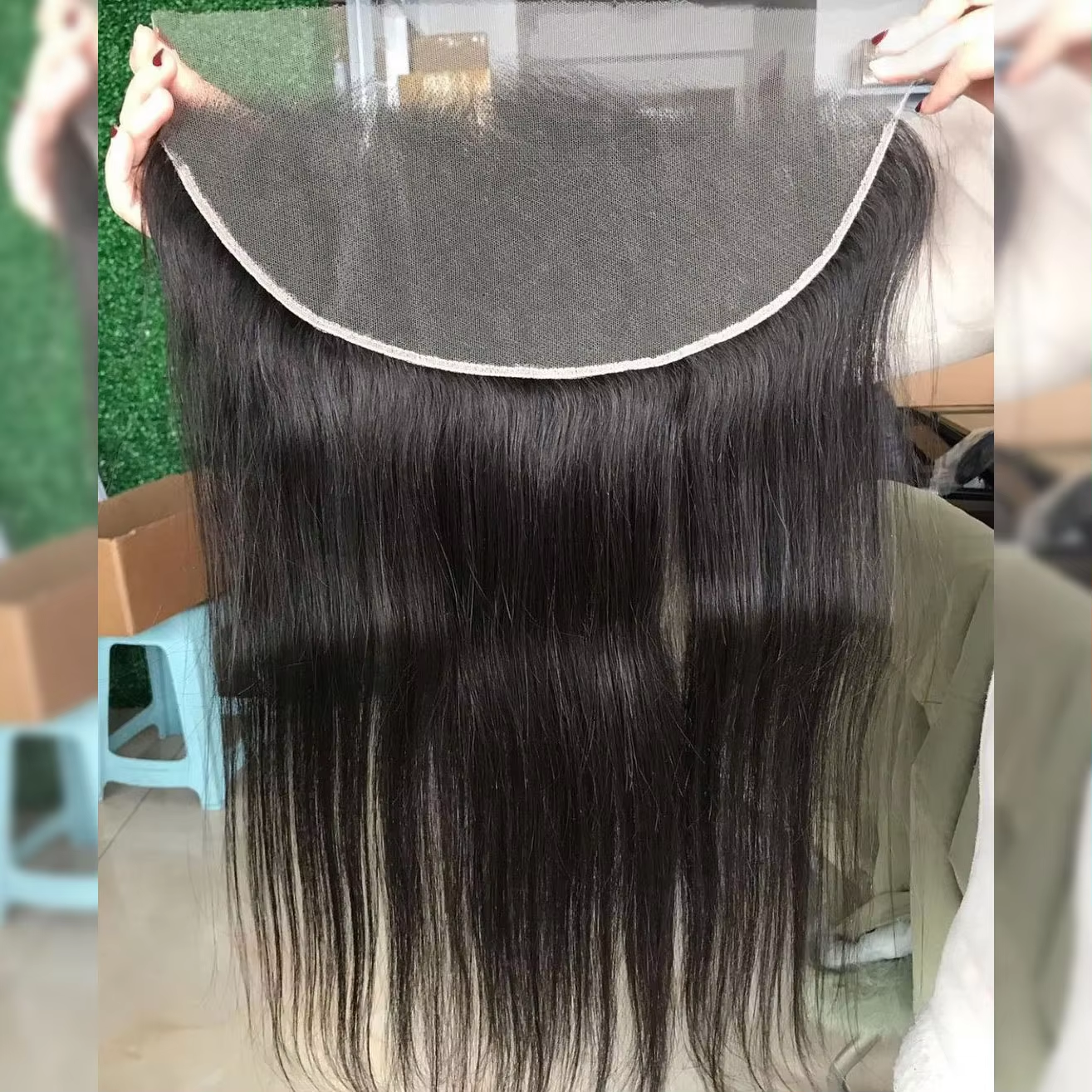 マレーシアストレート 13 × 4 レースフロント閉鎖ナチュラルカラーバージンヘア 10 に 22 インチ事前摘み取られた 13 × 4 レースフロントベビーヘア