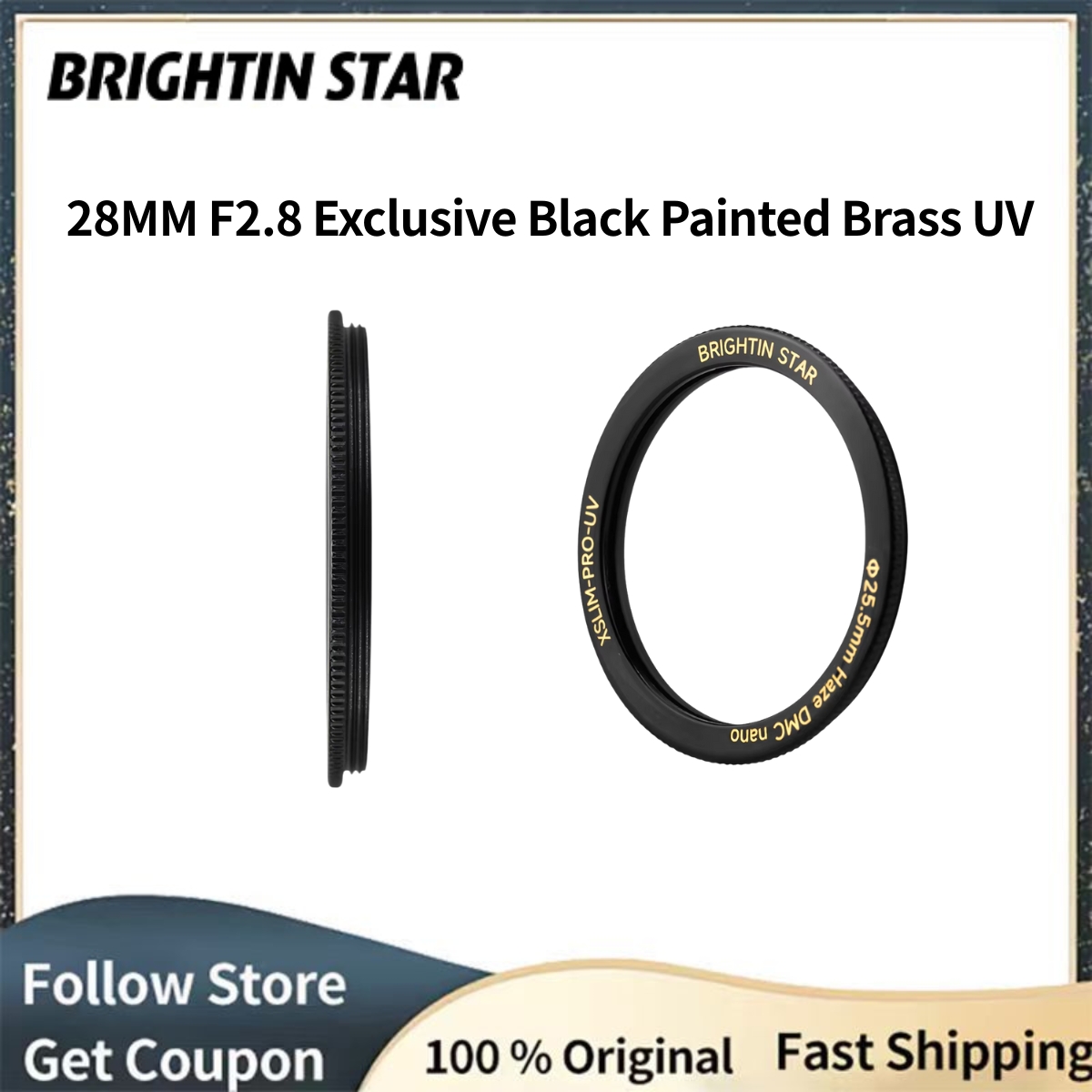 Brightin Star 25.5mm UVP UV 保護レンズフィルター - 28mm F2.8 ライカ M マウントレンズに特化 厚さ 1mm