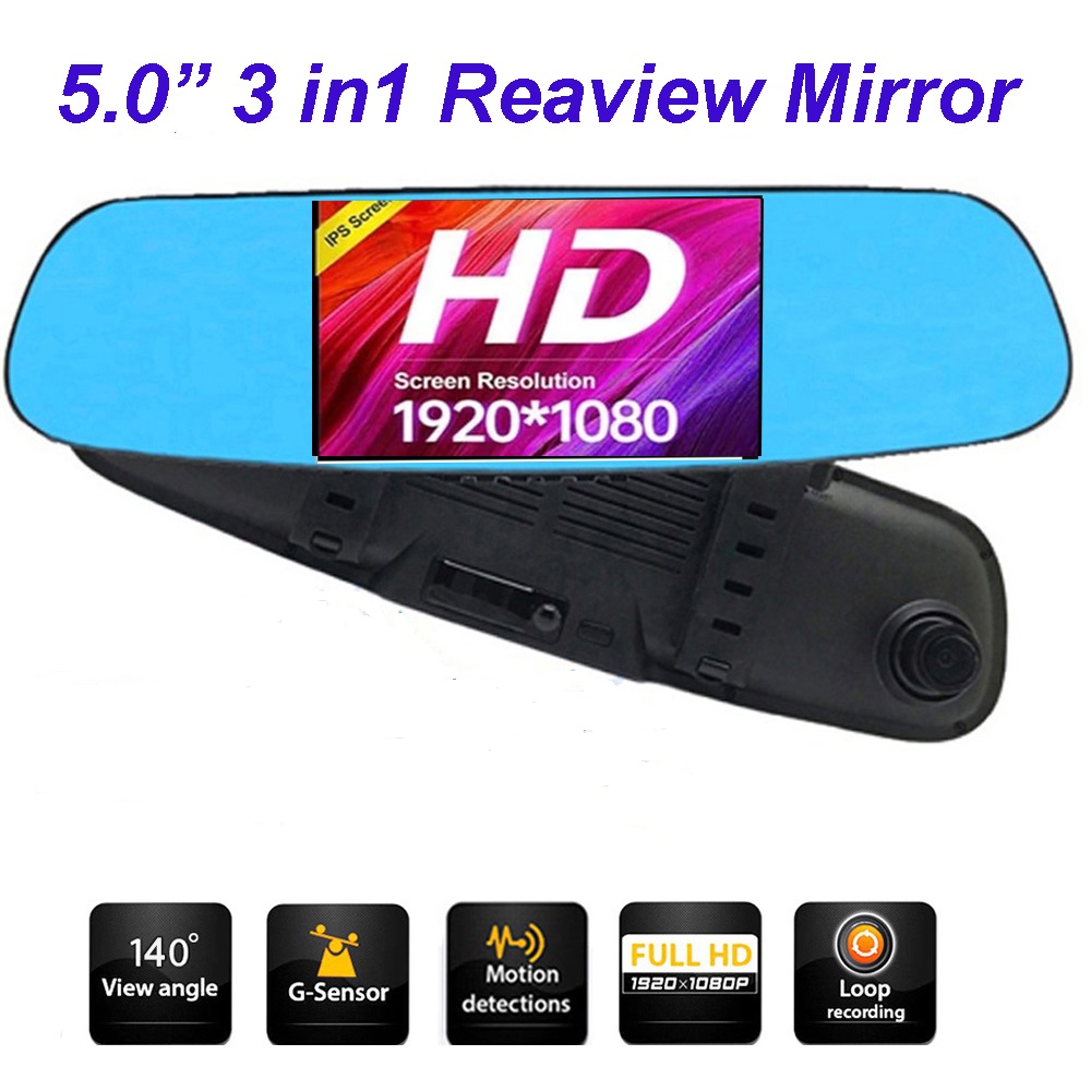 車のダッシュ レコーダー速度検出器 5.0 "GPS ナビゲーション Andriod Reaivew ミラー レーザー WIFI レコーダー G センサー カメラ ビデオ レジストレーター