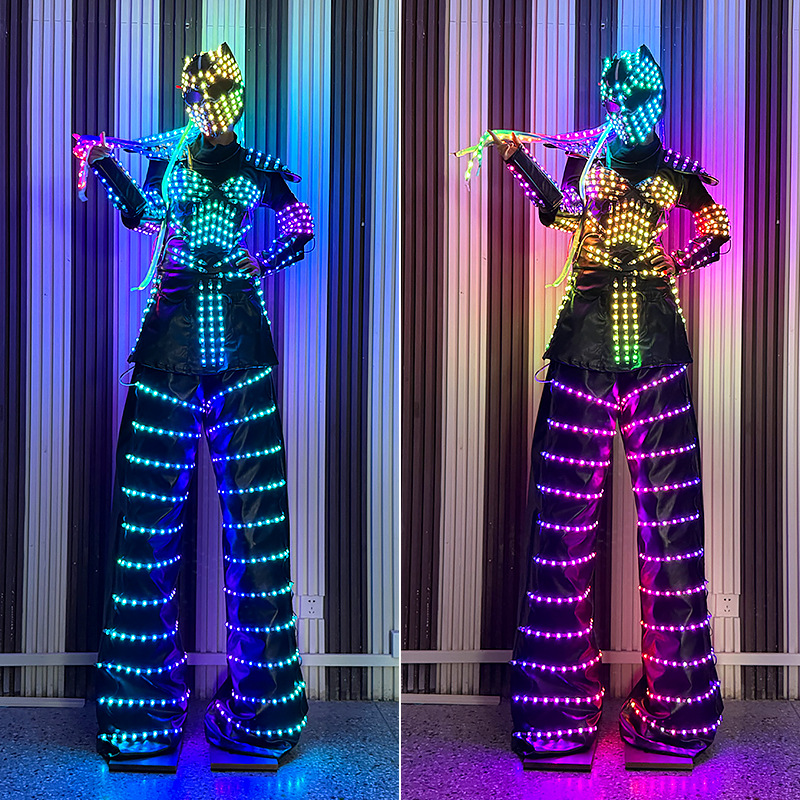 LED 高床式衣装女性ロボットパフォーマンススーツ発光鎧ステージ衣装ナイトクラブ絶賛ライトアップ服新カーニバルパレード