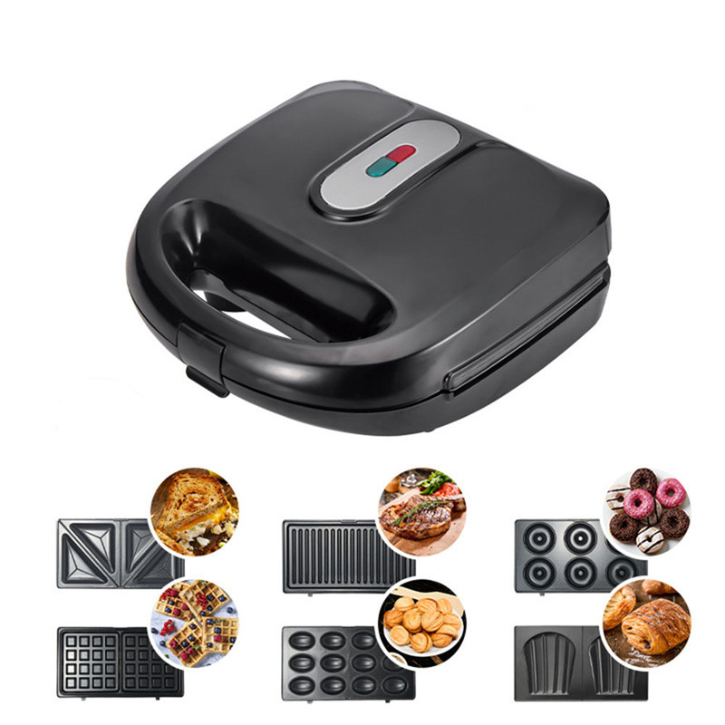 6 1 電気ワッフルメーカーサンドイッチトースターベーキングステーキグリルエッグケーキオーブンフライパンキッチン EU プラグ 750 ワット
