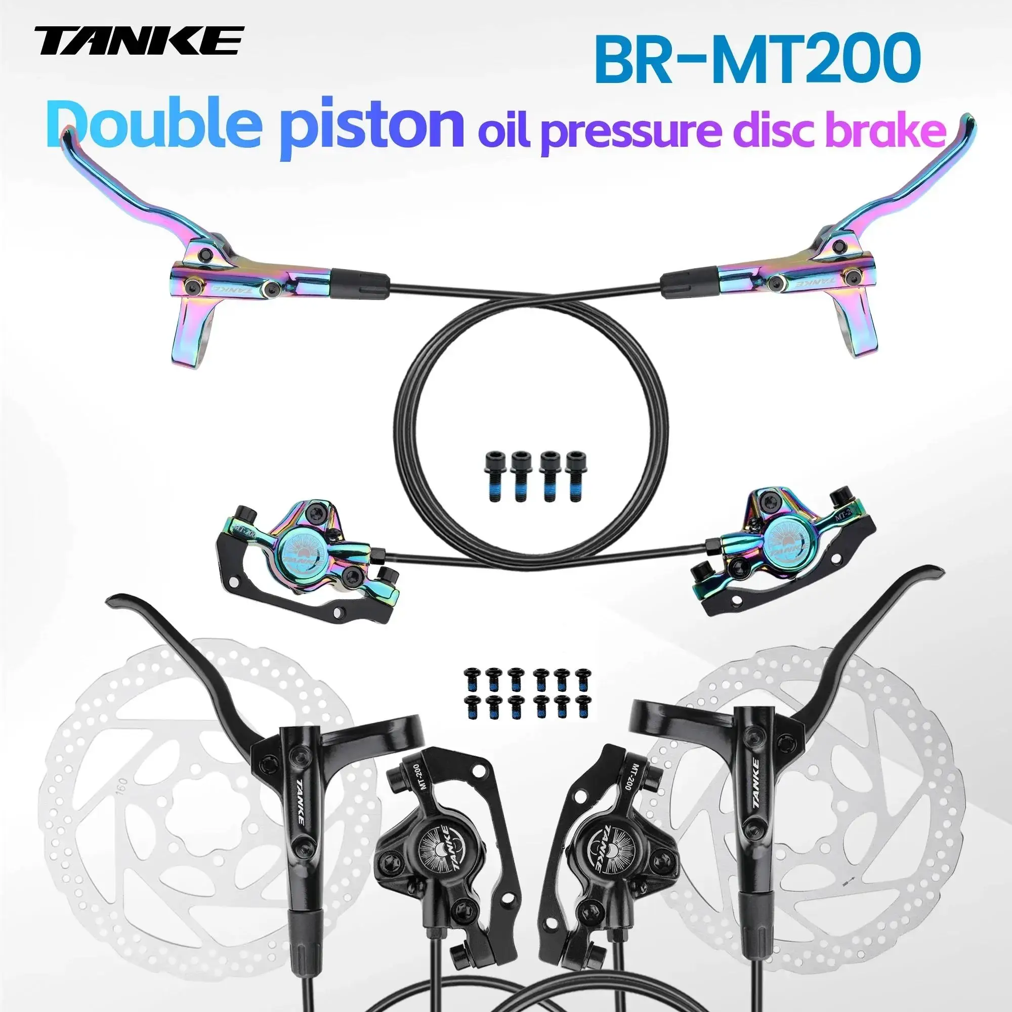 タンケ MT200 バイク油圧ディスクブレーキ MTB ブレーキ BL BR 800/1600 ミリメートル自転車ブレーキ 2 ピストン 3 指鋼レバー自転車部品アップグレード
