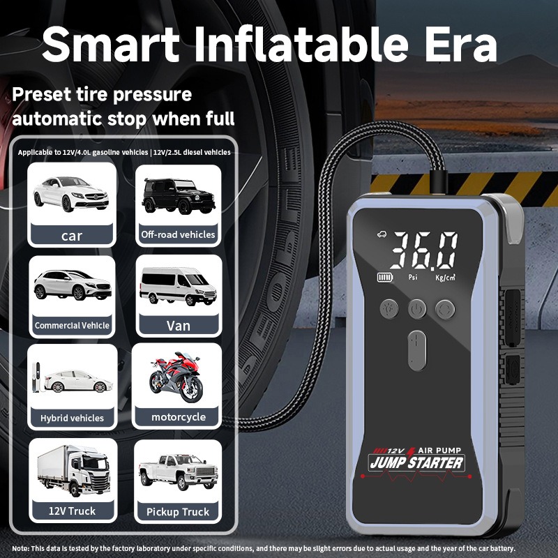 1500A 車のジャンプスターター電源銀行ポータブル 150PSI エアポンプ車のバッテリー緊急ブースター始動装置車のスターター 2025