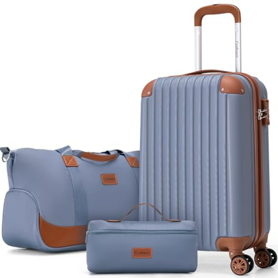 機内持ち込み手荷物セット 3 個、20 インチの荷物 22x14x9 航空会社承認済み ホイールと TSA ロック付き、ABS 軽量ハードシェル Trave