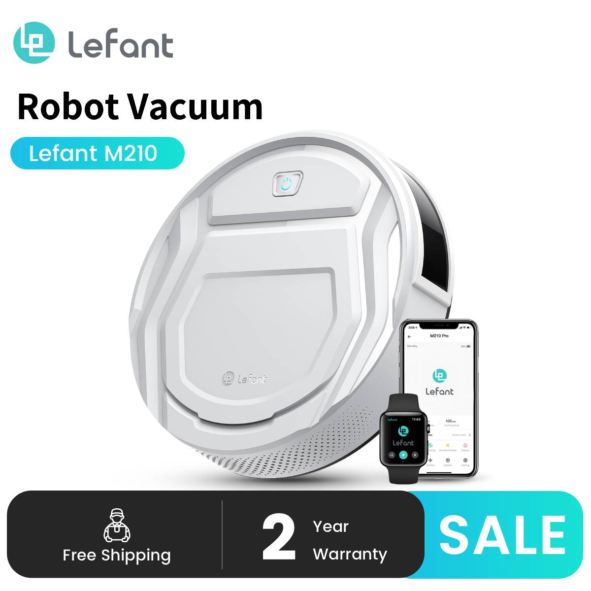 Lefant M210 ロボット掃除機スーパースリムアプリ制御強力な吸引自己充電ペットの毛ハードフロア低カーペット