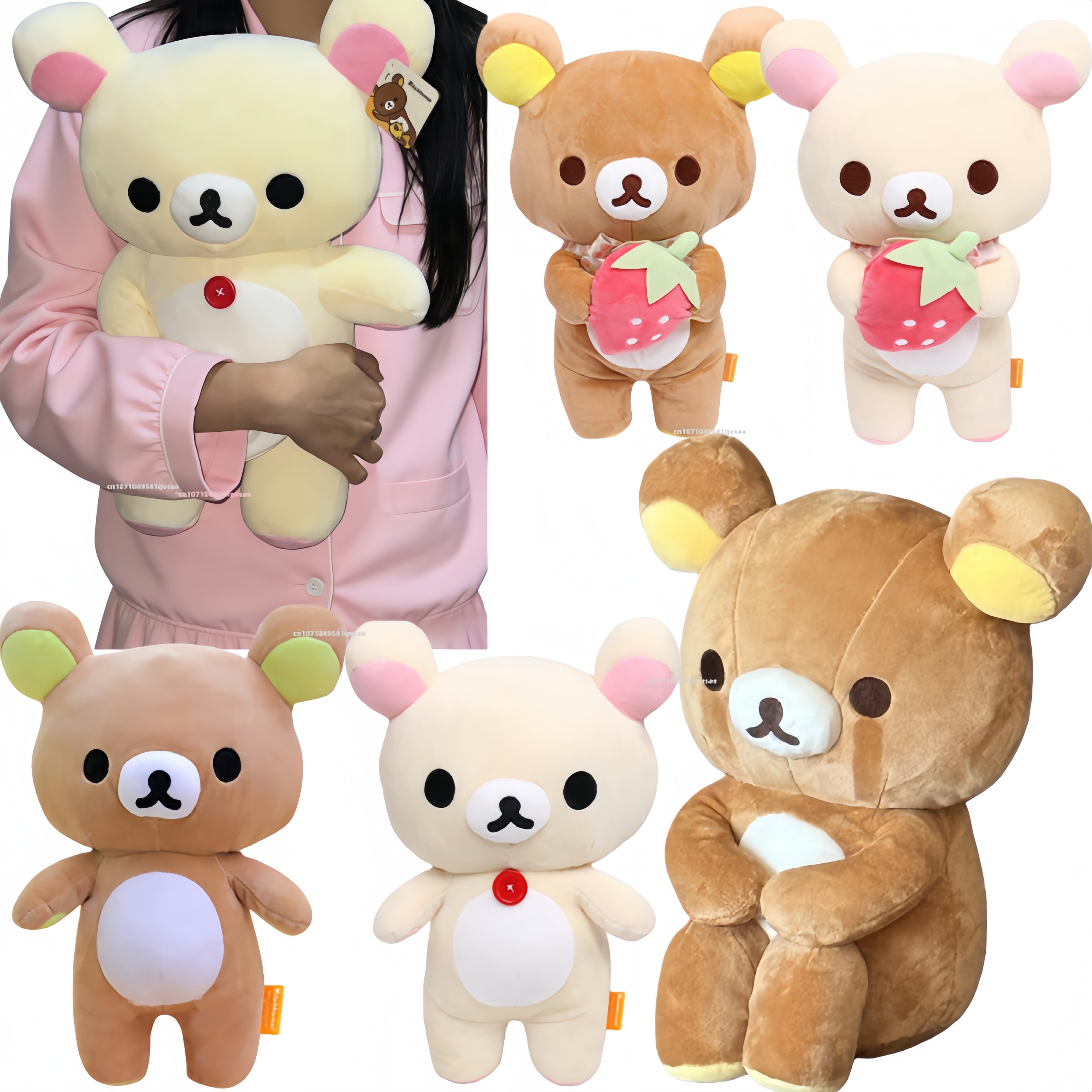 ホワイトイチゴリラックマぬいぐるみコレクションテディベア Peluche アニメクマクマぬいぐるみぬいぐるみかわいい部屋の装飾ガールギフト