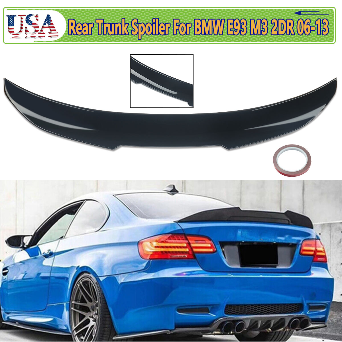 リアトランクスポイラーリップ BMW E93 3 シリーズ M3 2006-2013 グロスブラック PSM スタイル