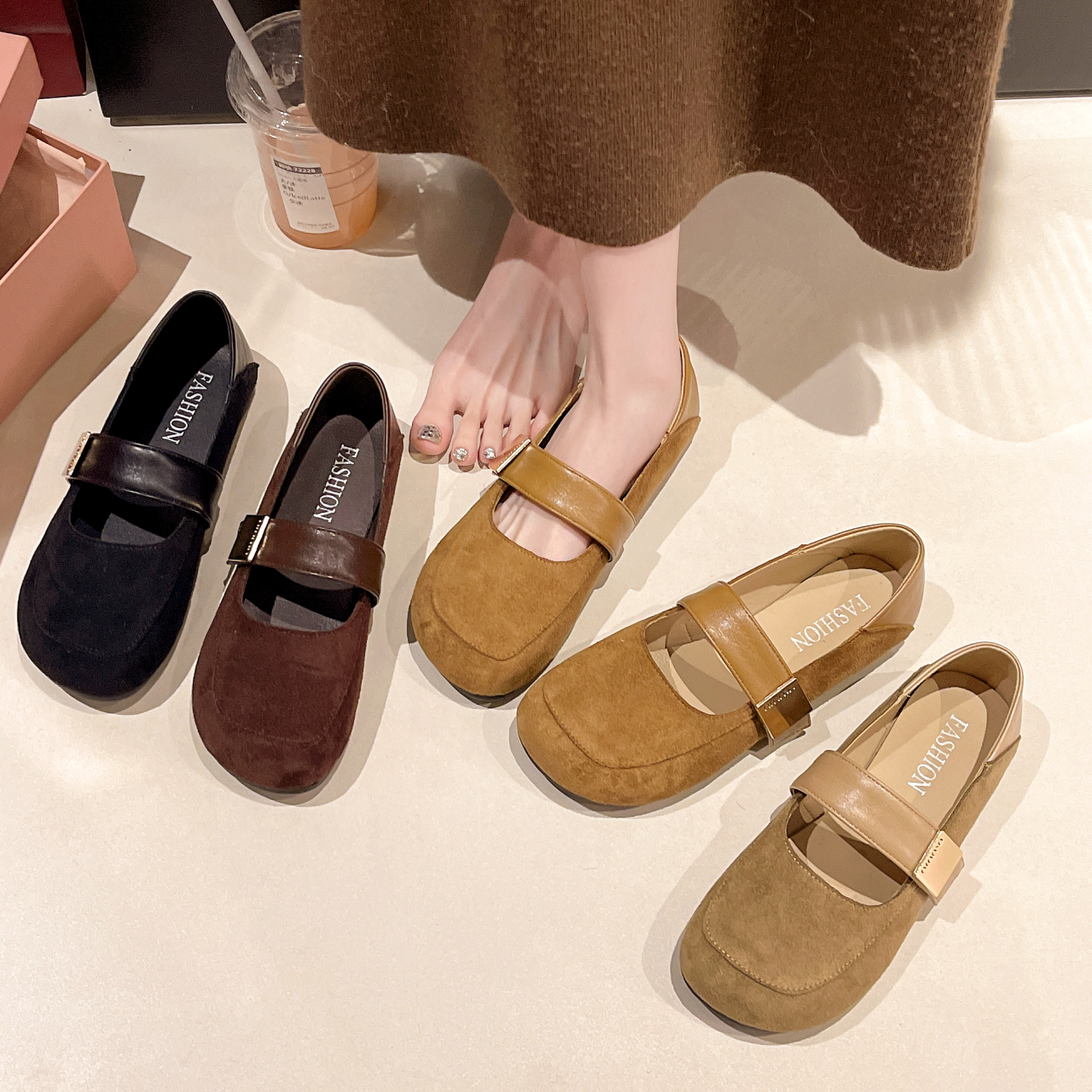 2026 Fashion Round HeadWomen Flat Base Shoes Casual Female Soft Footwear Ladies Comfort Flat Base Shoes 4365