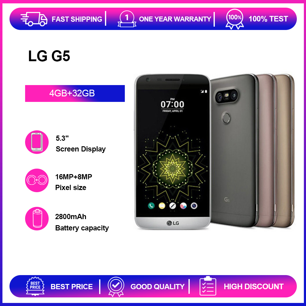 LG G5 H850 オリジナル 4G 携帯電話 5.3 インチ 16MP 指紋 Bluetooth Android スマートフォン