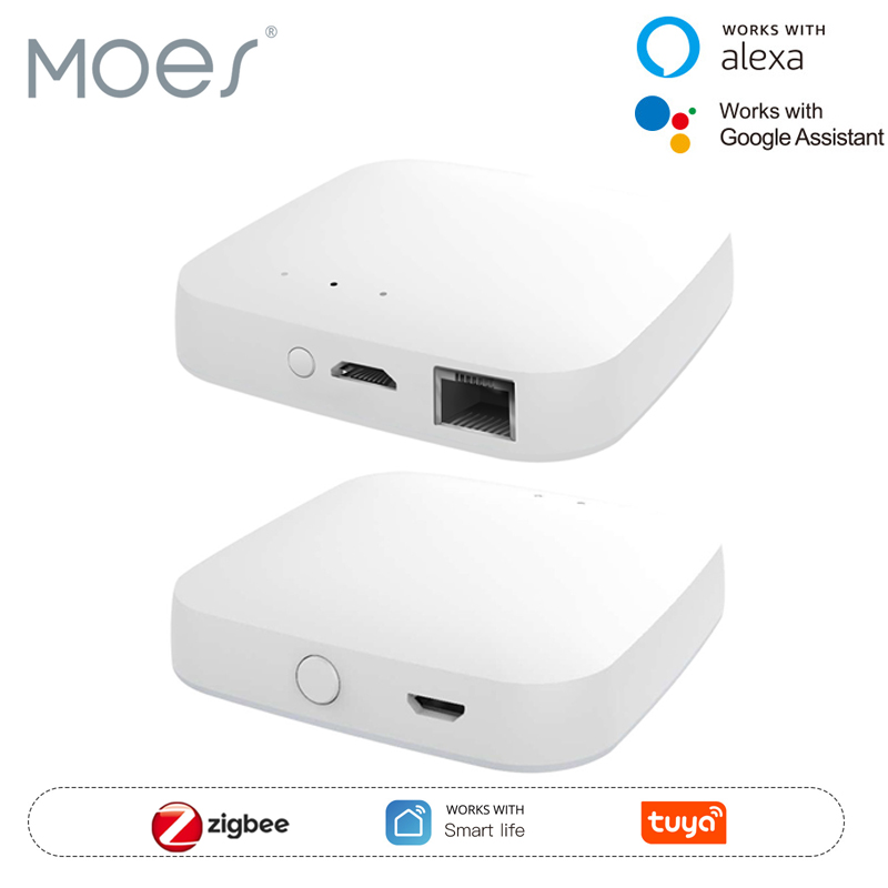 MOES Tuya ZigBee3.0 スマートハブ、無線/有線ゲートウェイブリッジ SmartLife アプリリモコンは Alexa Google Home アシスタントと連携