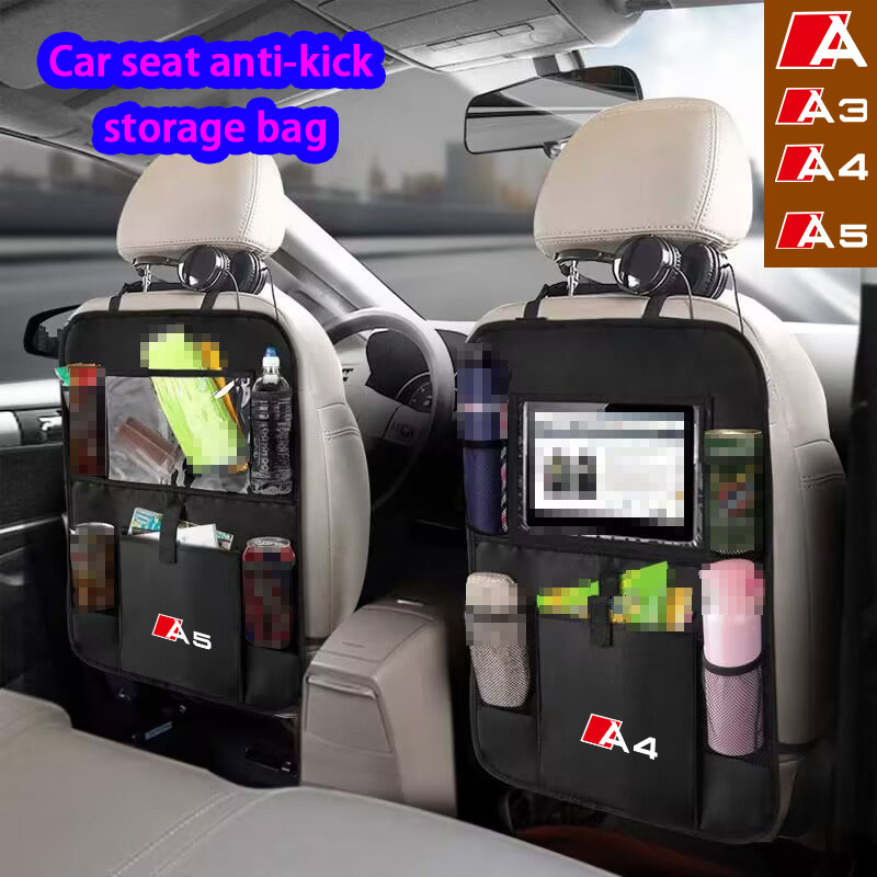 キックガード付きカーシートバックストレージオーガナイザー、カーアクセサリー、アウディA A3 A4 A5用