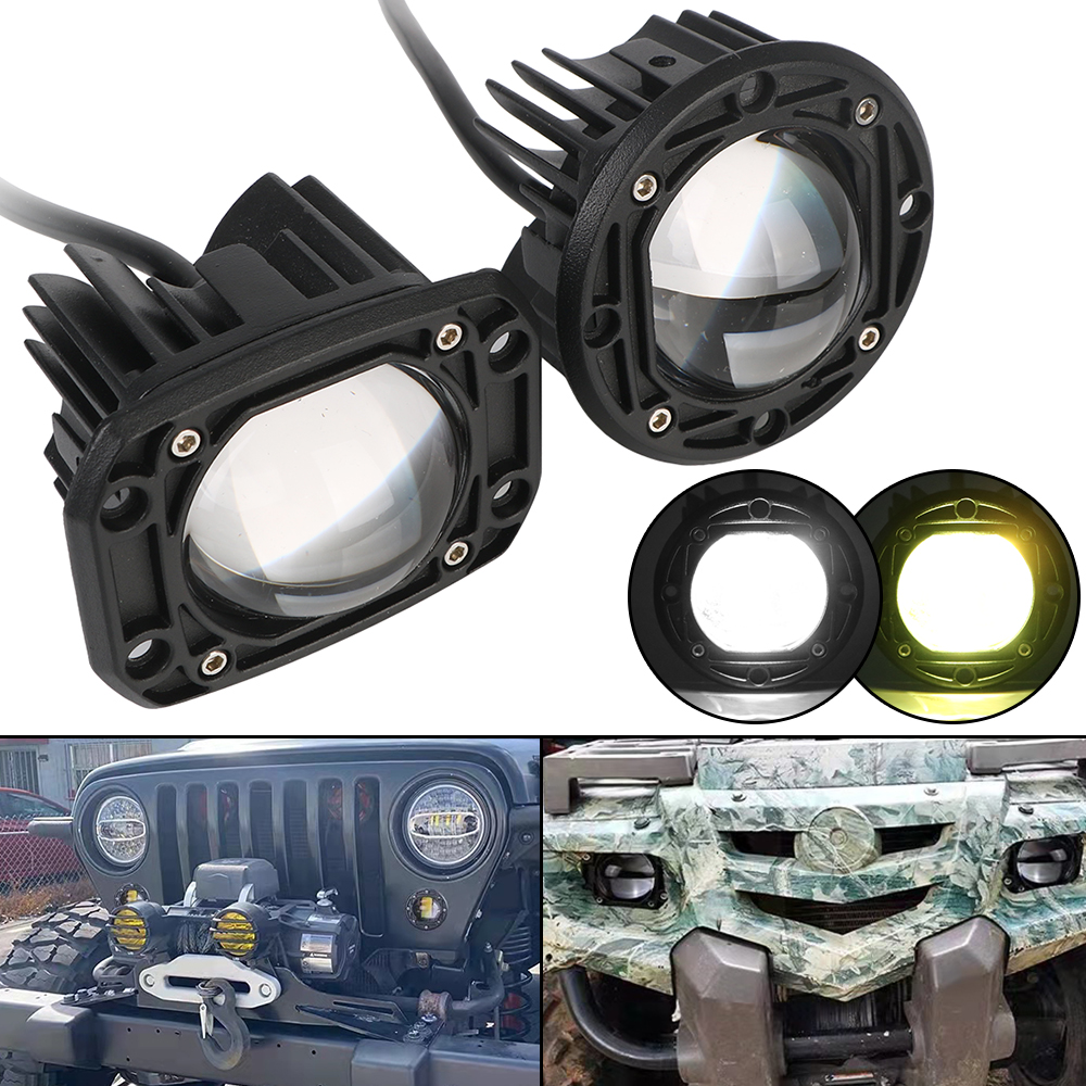 フラッシュマウントフォグランプ 6000K ホワイト 3500K イエロー LED ワークライト 8D レンズ ジープ 車 トラック オフロード 4x4 12V 24V 運転作業灯用
