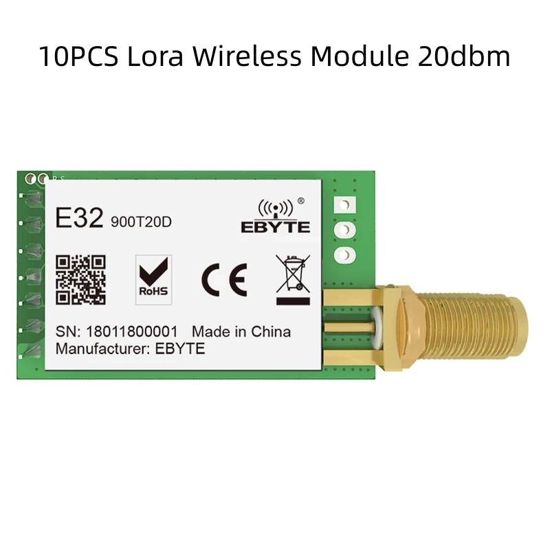 10 個 LoRa モジュール 868MHz 915MHz 20dBm 5.5km CDSENET E32-900T20D 5.5km シリアルポートトランシーバー RF トランスミッターレシーバー