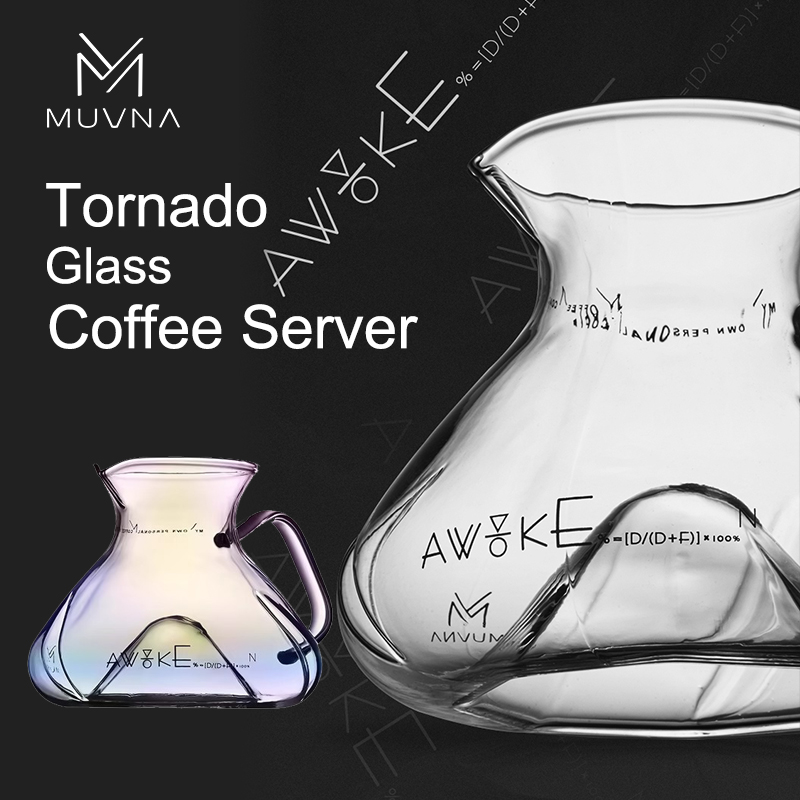MUVNA トルネードガラスコーヒーサーバー 450ml バリスタグレードハンドドリップカラフェ、漏れ防止注ぎ口、耐熱性注ぐ/アイスブリュー用