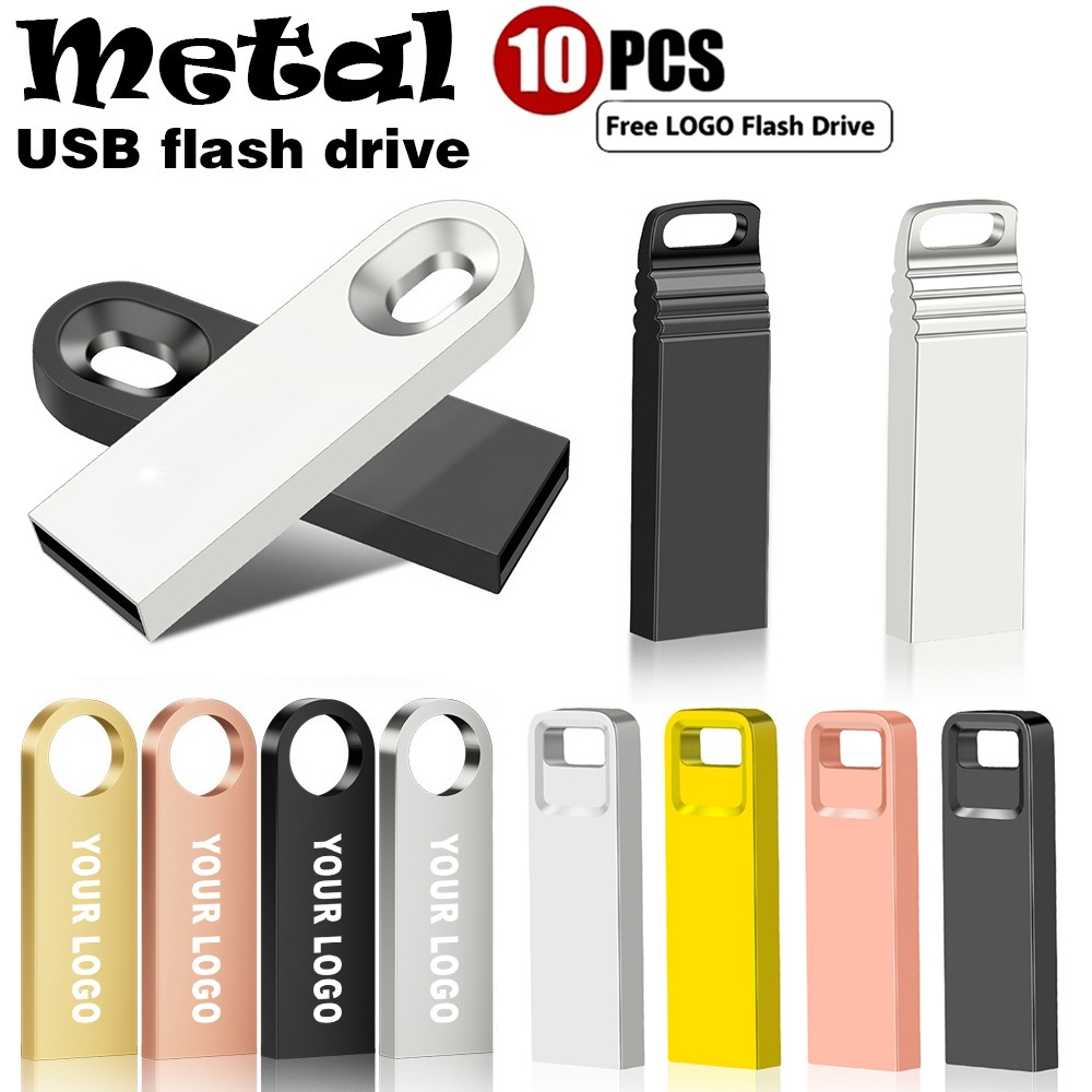 10 ピース/ロット金属 USB フラッシュドライブ無料カスタマイズロゴ 128 メガバイト 1 ギガバイト 2 ギガバイト 4 ギガバイト 8 ギガバイト 16 ギガバイト 32 グラム 64 グラム 128 ギガバイトメモリスティックペンドライブペンドライブ