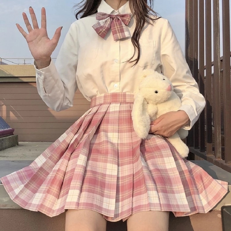 ZOKI チェック柄女性プリーツスカートボウノット夏ハイウエストプレッピーガールズダンスミニスカートかわいい A ライン原宿セクシーな日本段 Faldas