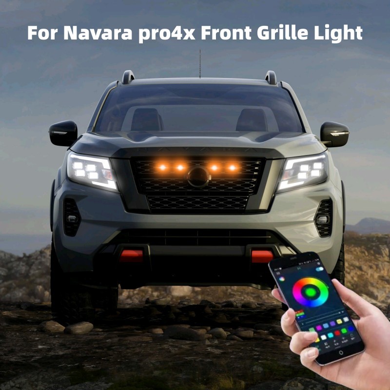 LED フロントグリルライト日産ナバラ Pro4x 車デイタイムランニングライトホイール眉毛ランプピックアップオフロード 12V