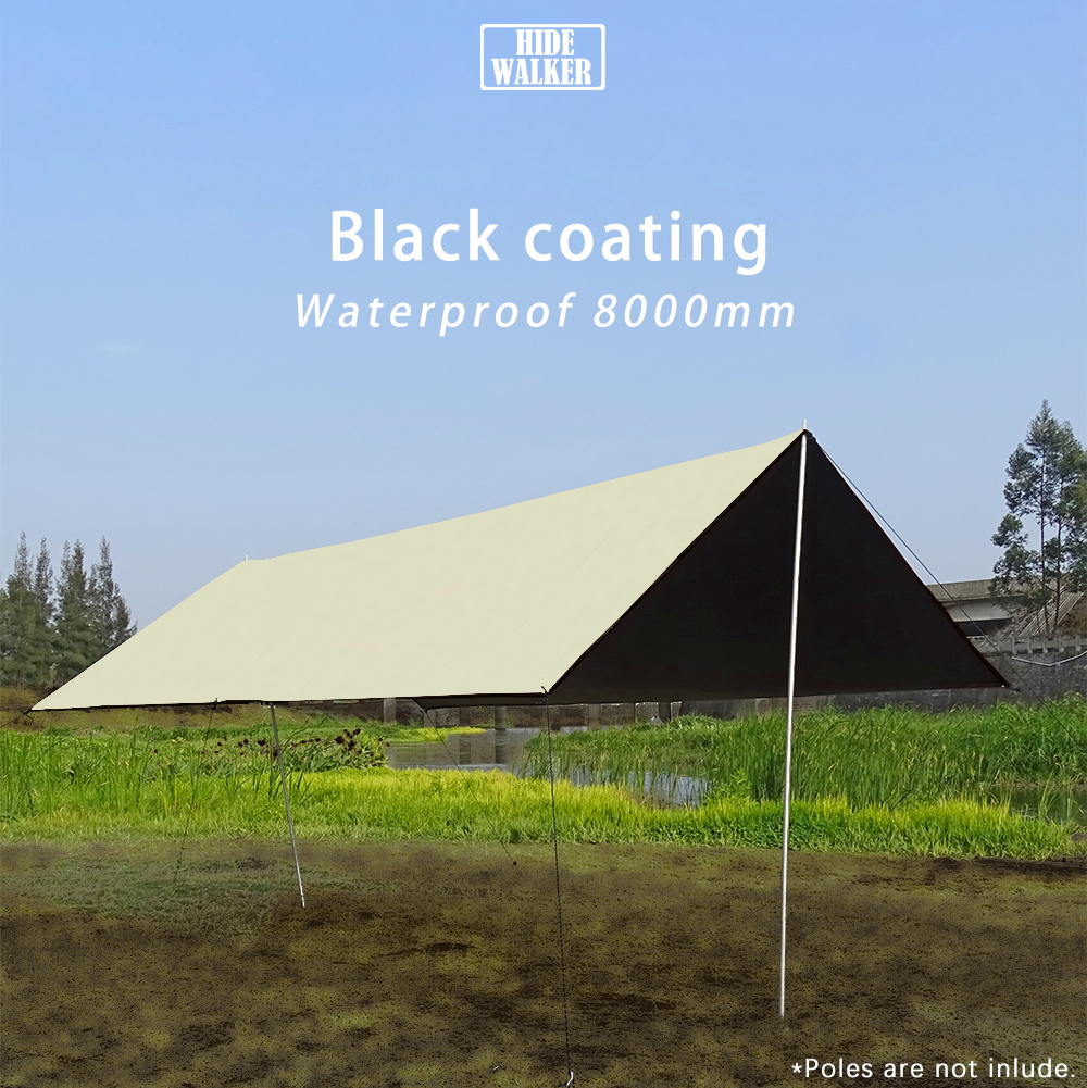 ブラックコーティングタープブロック 99% UV Ourdoor キャンプ防水サンシェルター 3x3 3x4 3x5 ブラックコーティングされたビーチサンシェードキャノピー