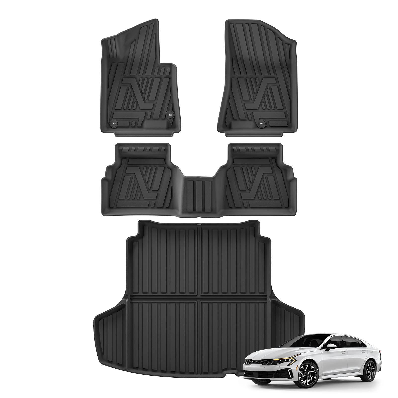 車のフロアマット ヒュンダイ ソナタ 2020-2025 アクセサリー TPE 3D カーゴライナー トランクパッド 全天候型防水アクセサリー ブラック
