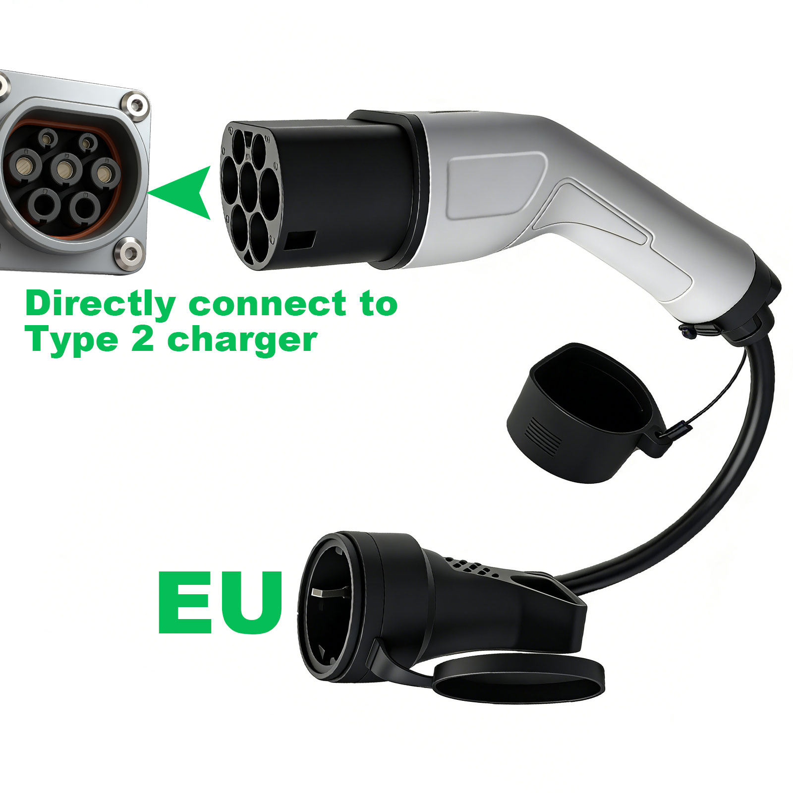 220V タイプ 2 オス - Schuko ソケット EV アダプター、IEC 62196-2 充電ステーション、電動スクーター用放電コンバーター