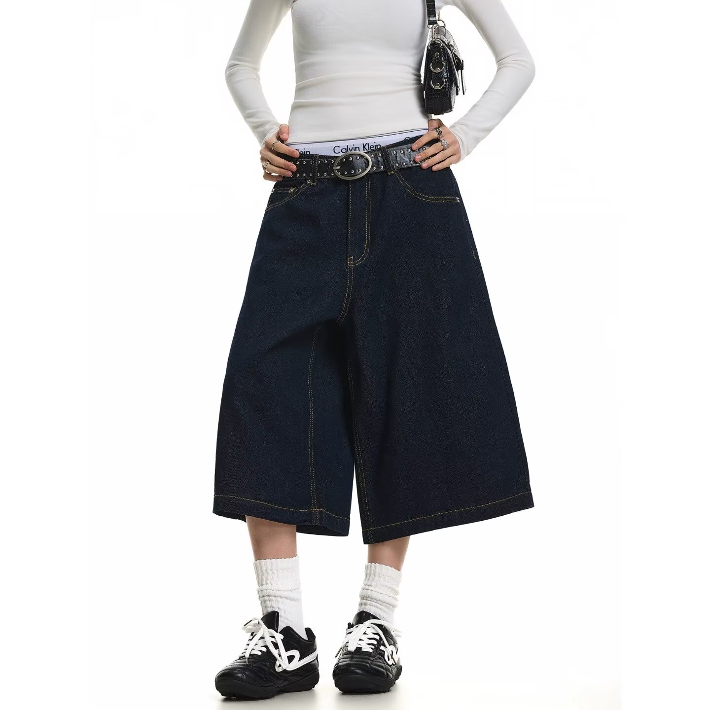 Y2k ヴィンテージだぶだぶのジーンズショーツ女性ストリート Jorts 韓国原宿ゴシック特大デニムパンツ刺繍夏のジーンズの女性