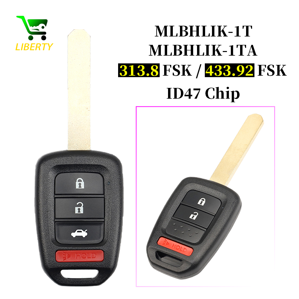 リバティ MLBHLIK6-1T/MLBHLIK6-1TA ホンダシティ XRV シビックアコード CRV HRV フィットジャズ車リモートキー 313.8MHz/433MHz ID47 チップ Fob
