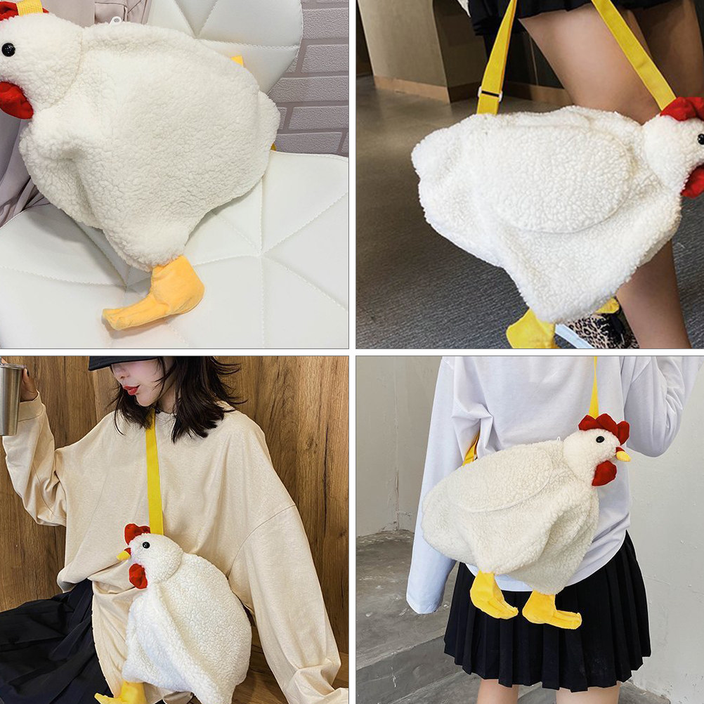 大きなシックな鶏の形をしたクロスボディショルダーバッグ レディース ガールズ ジッパー開閉 広々とした収納 誕生日 クリスマス ギフト