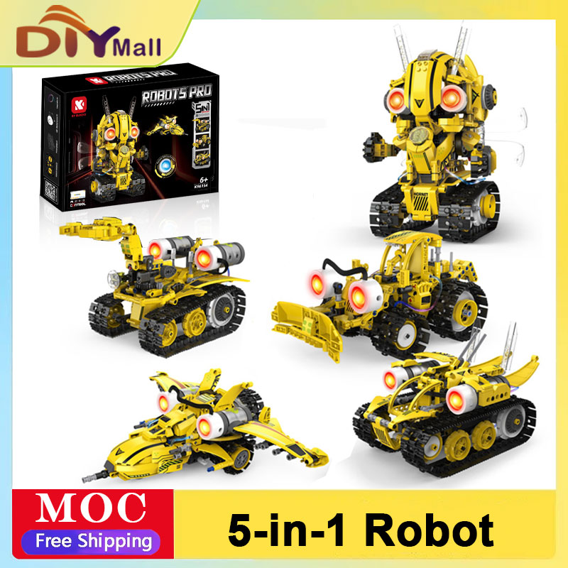 5-in-1 プログラム可能なロボットビルディングブロックキットリモート/APP 制御デジタルディスプレイカラーセンサー STEM おもちゃ子供大人のため