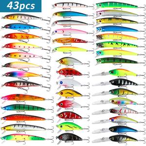 56ピース釣り餌セット、ハード釣り餌セット、ミックスクランクベイト、小魚、ポップコーンペンシル、ツイスタースプーン、低音トラウト、パーカー角膜目スウィンガー