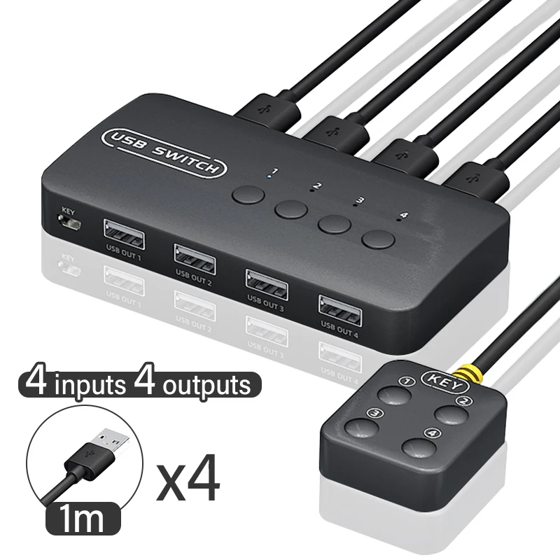 USB KVM スイッチアダプタ 2 入力 4 出力 USB スイッチ KVM スイッチャープリンタ共有コンピュータキーボードマウス共有コントローラ