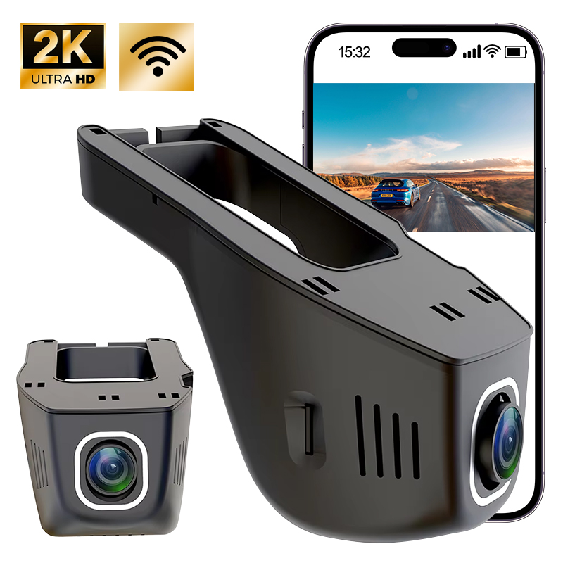 モバイル Wifi リンクアプリ車 DVR ダッシュカム 2K 隠しタイプ G センサー自動ビデオレコーダーループ録画車両アクセサリー