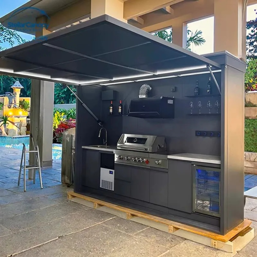 カスタマイズされたモジュラー屋外キッチンアイランドプレミアムモジュラー 304 ステンレス鋼屋外キッチンキャビネット防錆キャビネット