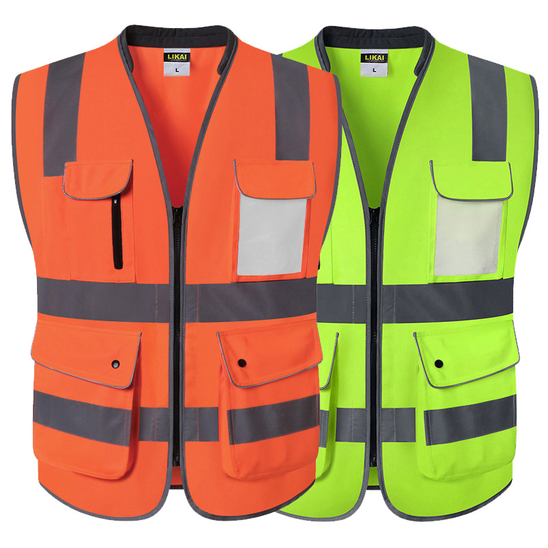 ポケット付き男性用道路作業ベスト Hi Vis ベスト屋外建設保護作業服作業服ベスト